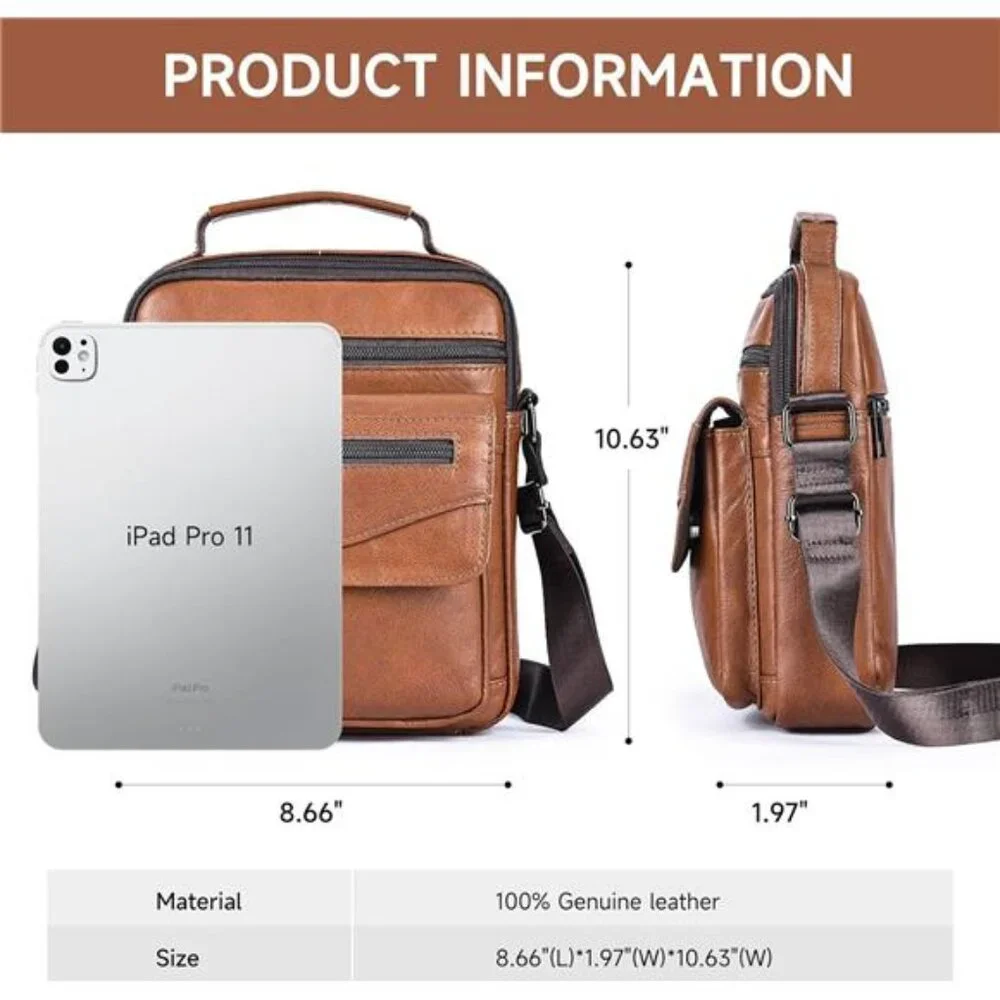 Genuine leather man purse mens crossbody sling bag small messenger